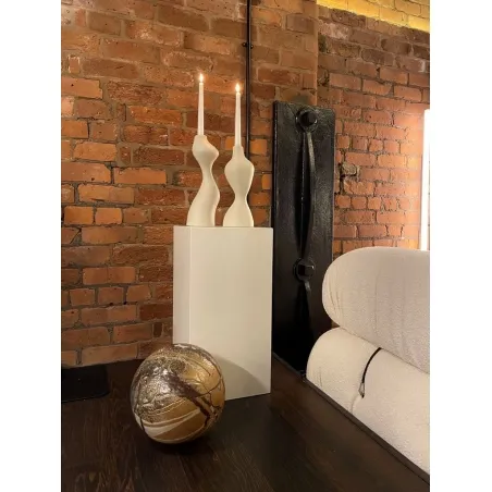Socle MDF blanc satiné | Colonne blanc décorative | Pilier blanc