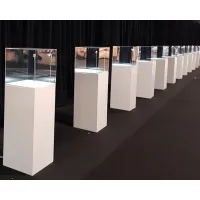 Socle blanc, 50 x 50 x 100 (lxLxh) avec cloche 50 x 50 x 50 cm et 2x LED