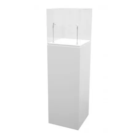 Socle blanc, 50 x 50 x 100 (lxLxh) avec cloche 50 x 50 x 50 cm et 2x LED